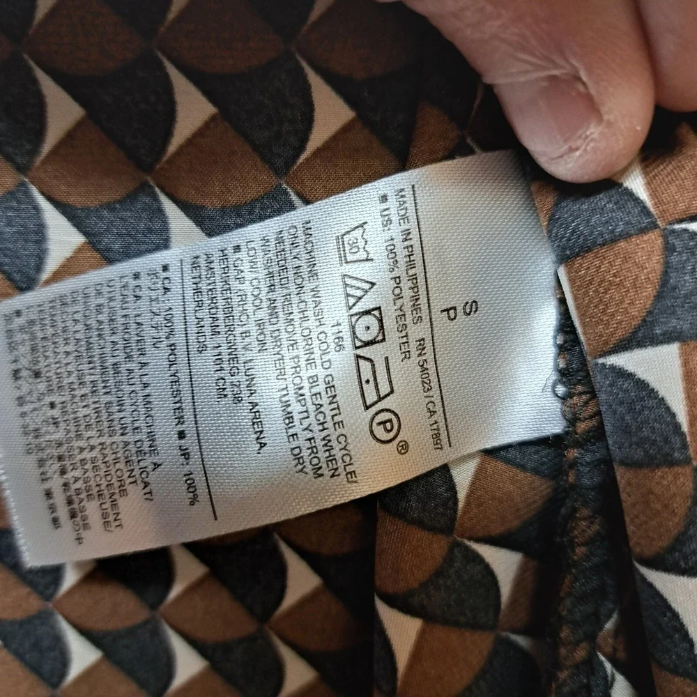 Mens Banana Republic Button Down Brown Black Geometric Print 100% Polyester